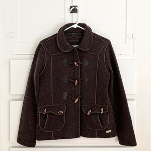 Saint James Toggle Zip Jacket Brown Wool Size Small Made in France